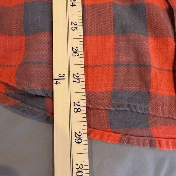 The Normal Brand Men's Button Up Shirt Orange Gray Plaid Light Cotton Medium - Picture 7 of 9